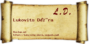 Lukovits Dóra névjegykártya